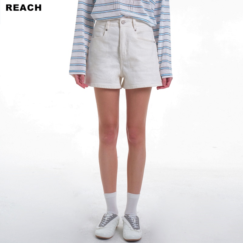 Reach High-End White Denim Shorts for Women 2026 Summer New High-Waisted Loose Slimming Versatile Thin Pants
