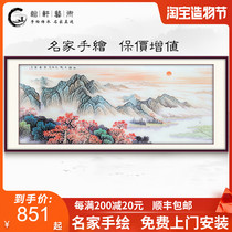 Chinese painting Office hand-painted landscape painting Pure handmade Feng Shui patron Living room decorative painting Lucky hanging painting Lingnan spring