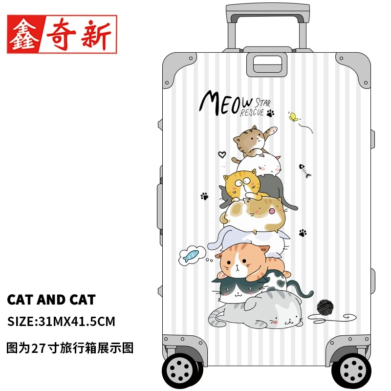 Cartoon dễ thương động vật mèo mèo vali sticker du lịch vali xe đẩy trường hợp sticker lớn toàn bộ máy tính trang trí - Phụ kiện máy tính xách tay