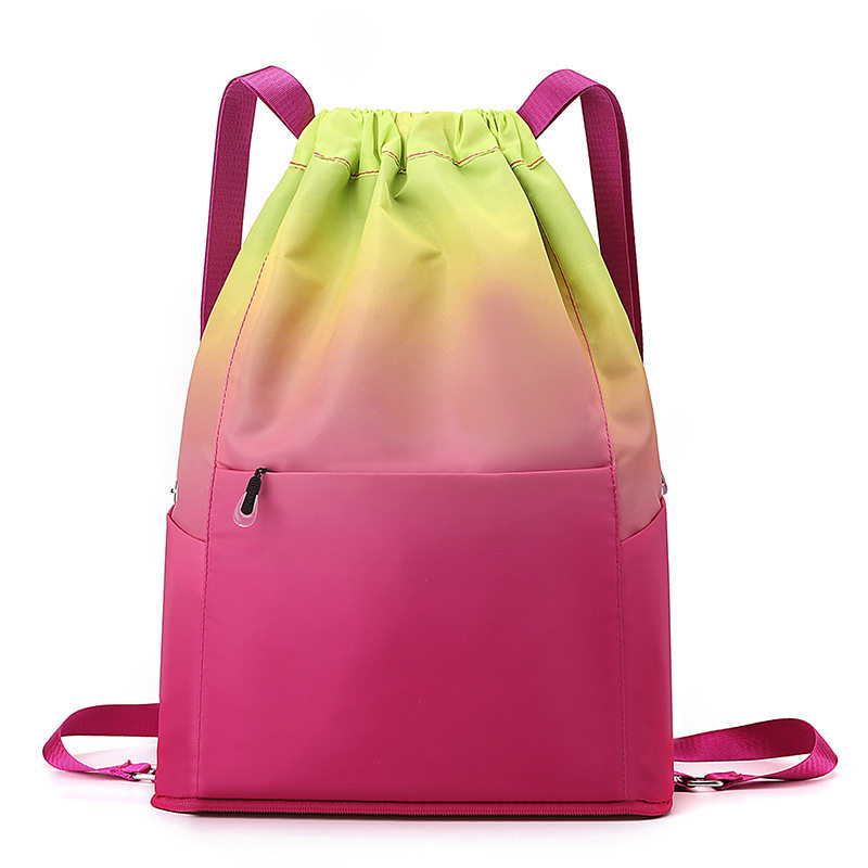Gradient foldable drawstring backpack women's travel bag large capacity waterproof ultra-light storage bag travel sports