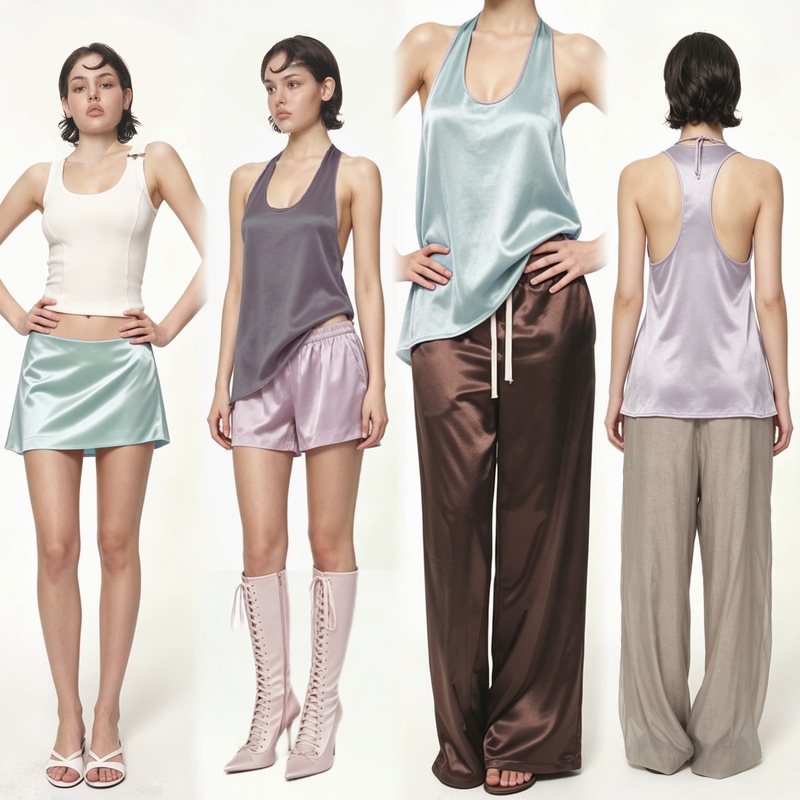 Muirgen2026 Spring and Summer New Satin Loose Casual Vest Short Skirt Shorts Set Muirgen2026 Spring and Summer New Satin Loose Casual Vest Short Skirt Shorts Set