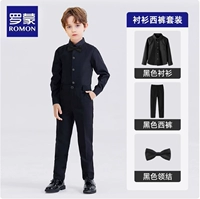 Лонгслив, рубашка, черные штаны, галстук-бабочка