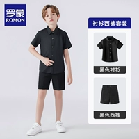 Рубашка, черные шорты, короткий рукав