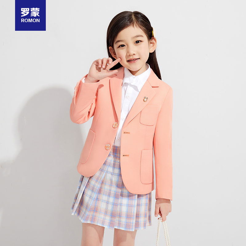 Romon girl's small suit 2022 spring new Western style Korean version suit net red suit British style children's jacket
