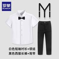 Черная рубашка, штаны, подтяжки, галстук-бабочка