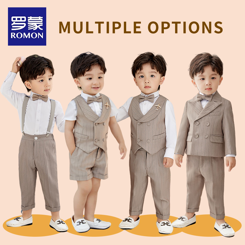 Roemon boy's small suit baby suit children suits suit boy's birthday birthday host flower gown-Taobao