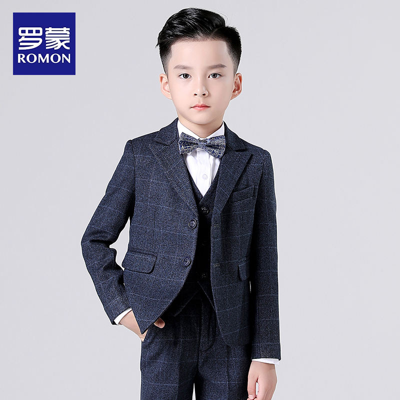 Romon Children Suits Suit 2022 New Boy Host Flowers Tuxedo CUHK Boy Piano Plays Out