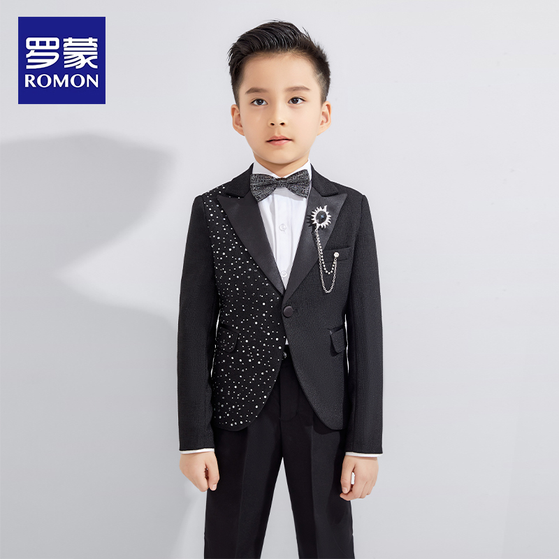 Romon Children's Suit Set for Boys, Flower Boy Formal Wear, Autumn Outfit, Boys' Piano Performance Suit, Blazer for Spring and Autumn