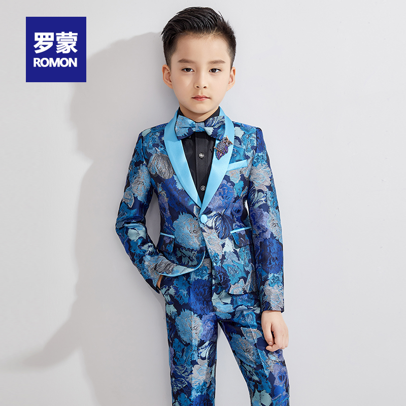 (Clear) Romon Children Suits Suit Handsome Boy Flowers Tuxedo Piano out to suit boy's suit jacket