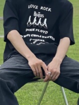 European and American rock band T-shirt Beatles Queen Rolling Stone Nirvana Peripheral Short Sleeve Printed Loose Music Tide