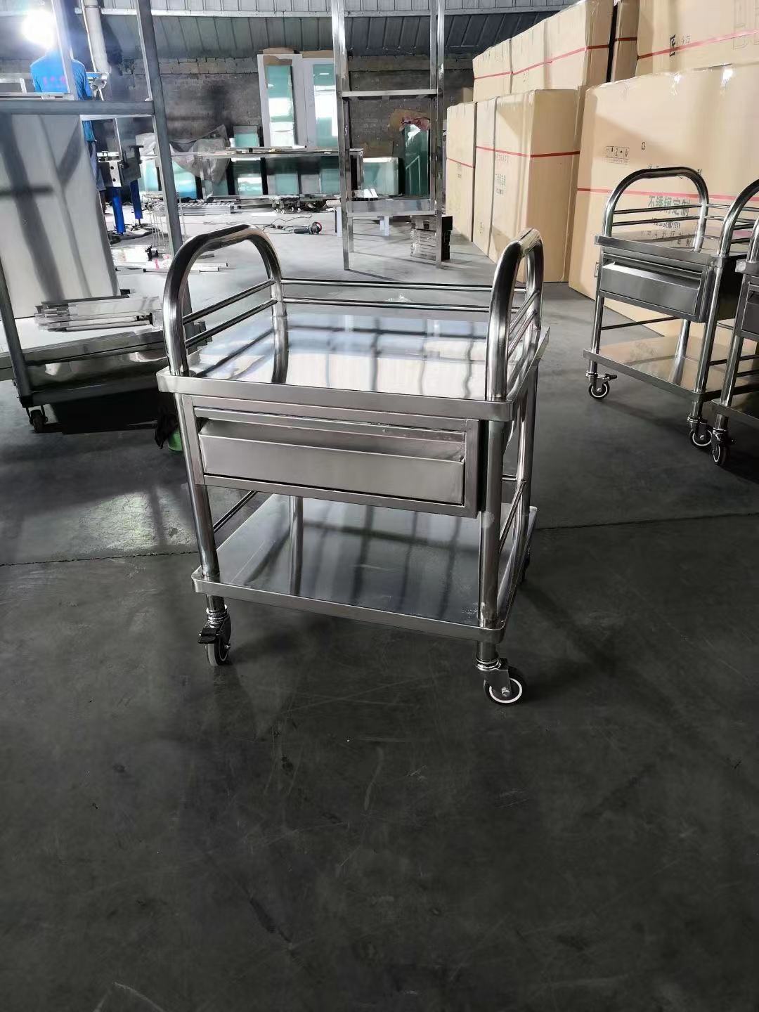 定制304不锈钢医疗小推车多功能无菌手推车双层加厚工具收纳推车