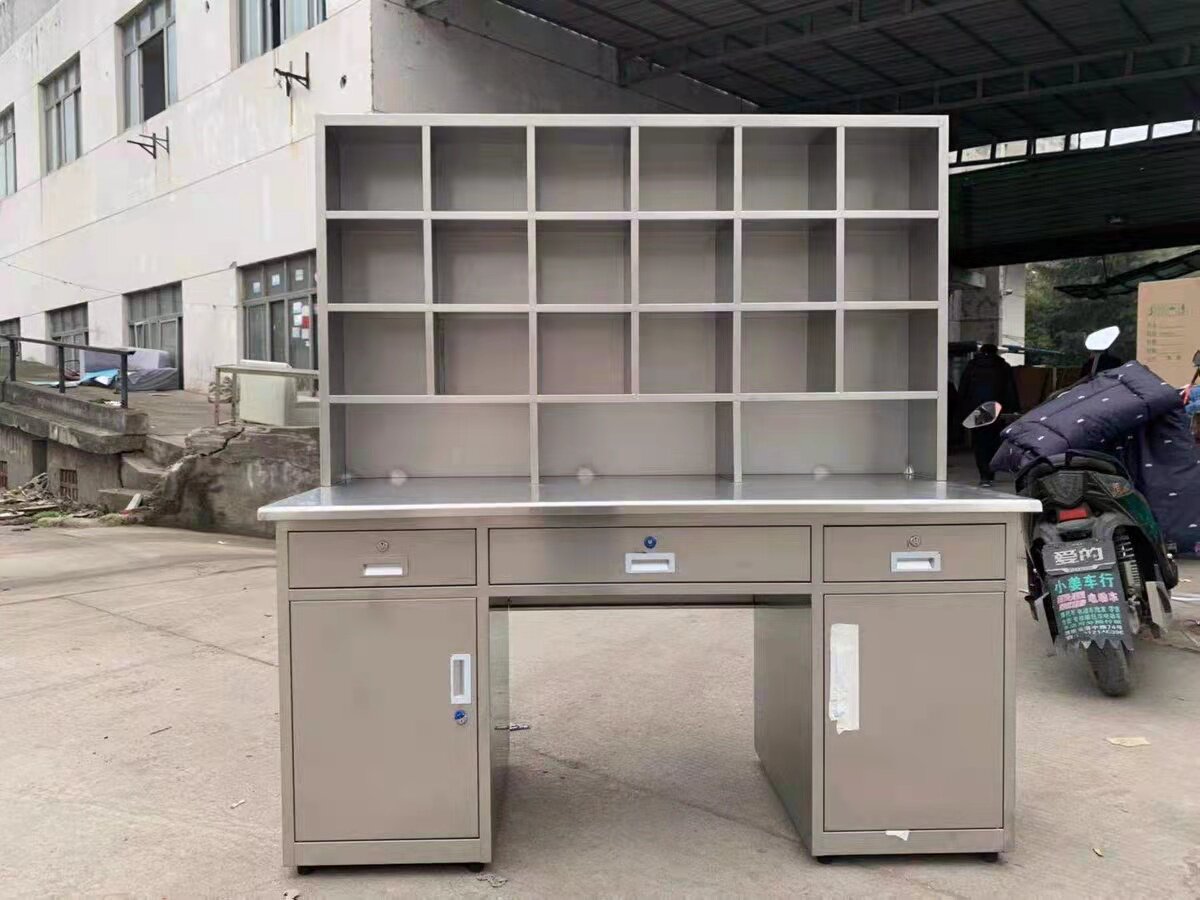 厂家定制不锈钢三抽两门办公桌医疗实验室多格操作台写字台电脑桌