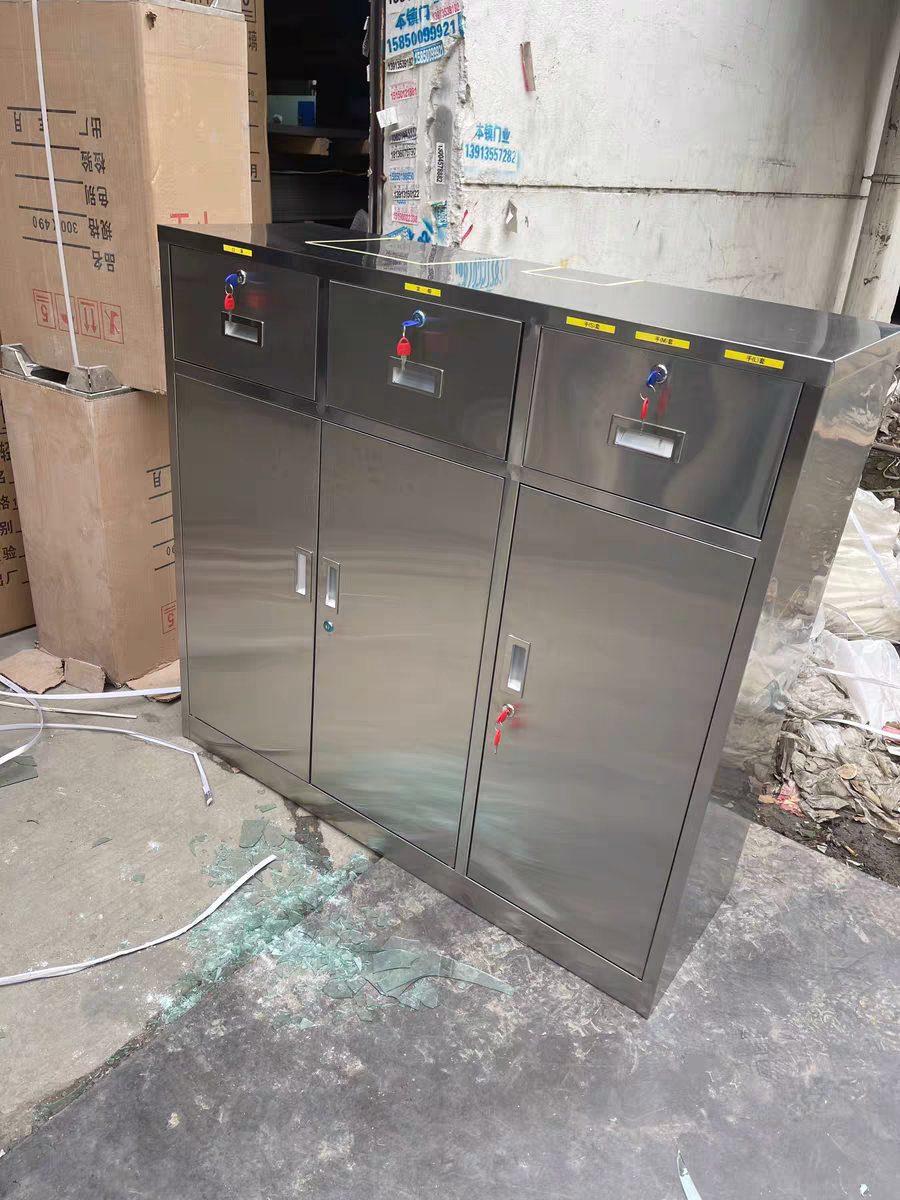 304不锈钢三门三抽矮柜医疗器械柜阳台厨房杂物收纳柜工具柜定制