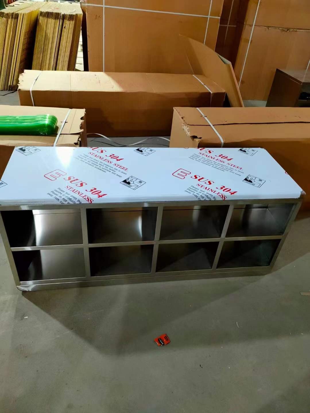 定制304不锈钢圆弧脚8格单面鞋柜工厂无尘净化车间员工双层换鞋凳