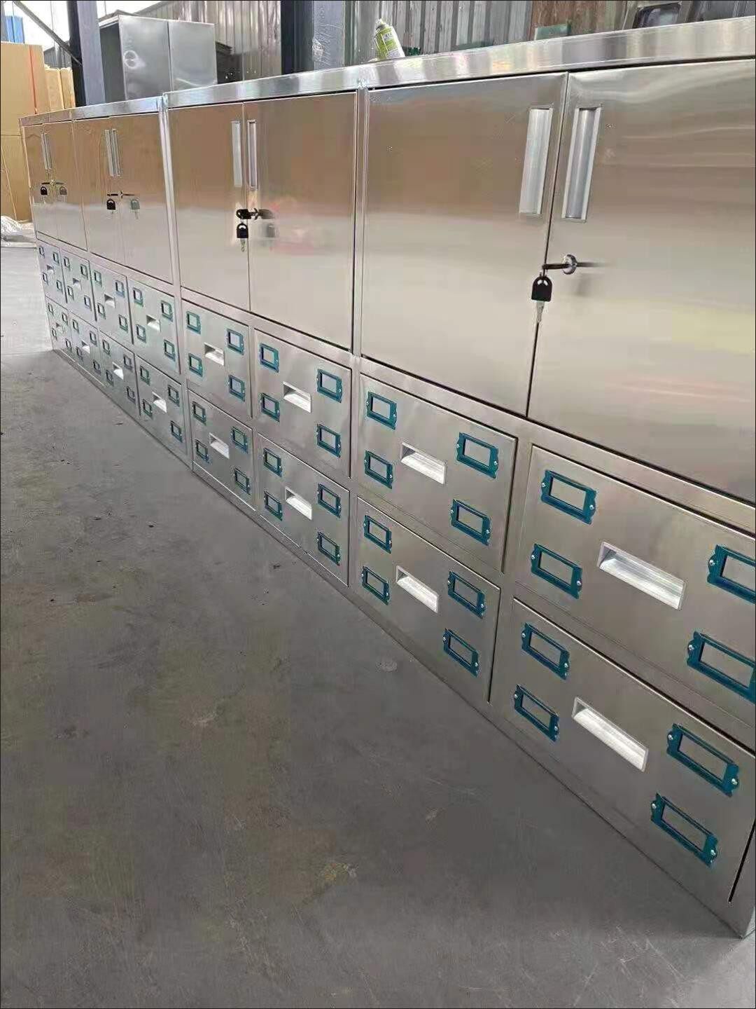 厂家定制304不锈钢对开4门中药柜多斗草药调剂台经济型加厚配药台