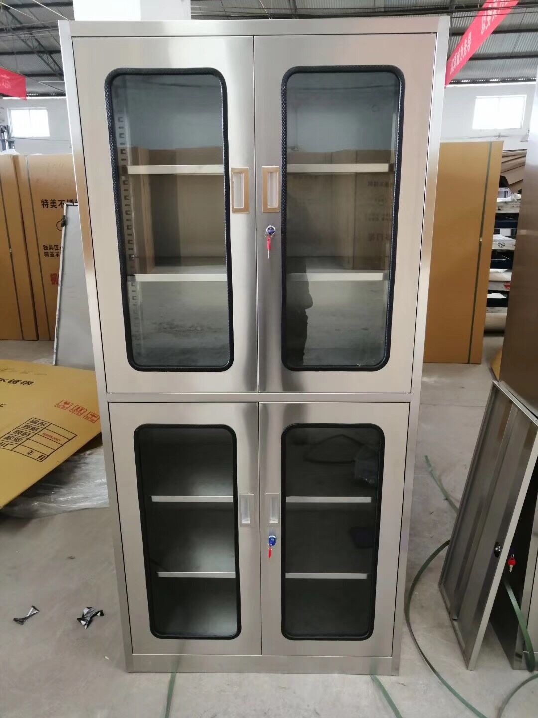 定制201/304不锈钢文件资料柜手术室无菌医疗器械柜对开4门储物柜