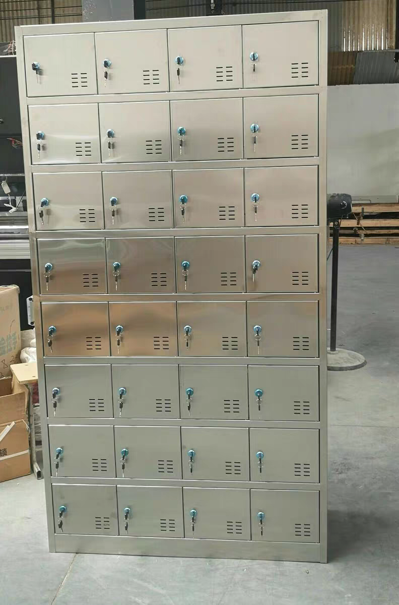 定制304不锈钢32门更衣柜食堂员工碗柜餐具柜学校多格带锁储物柜