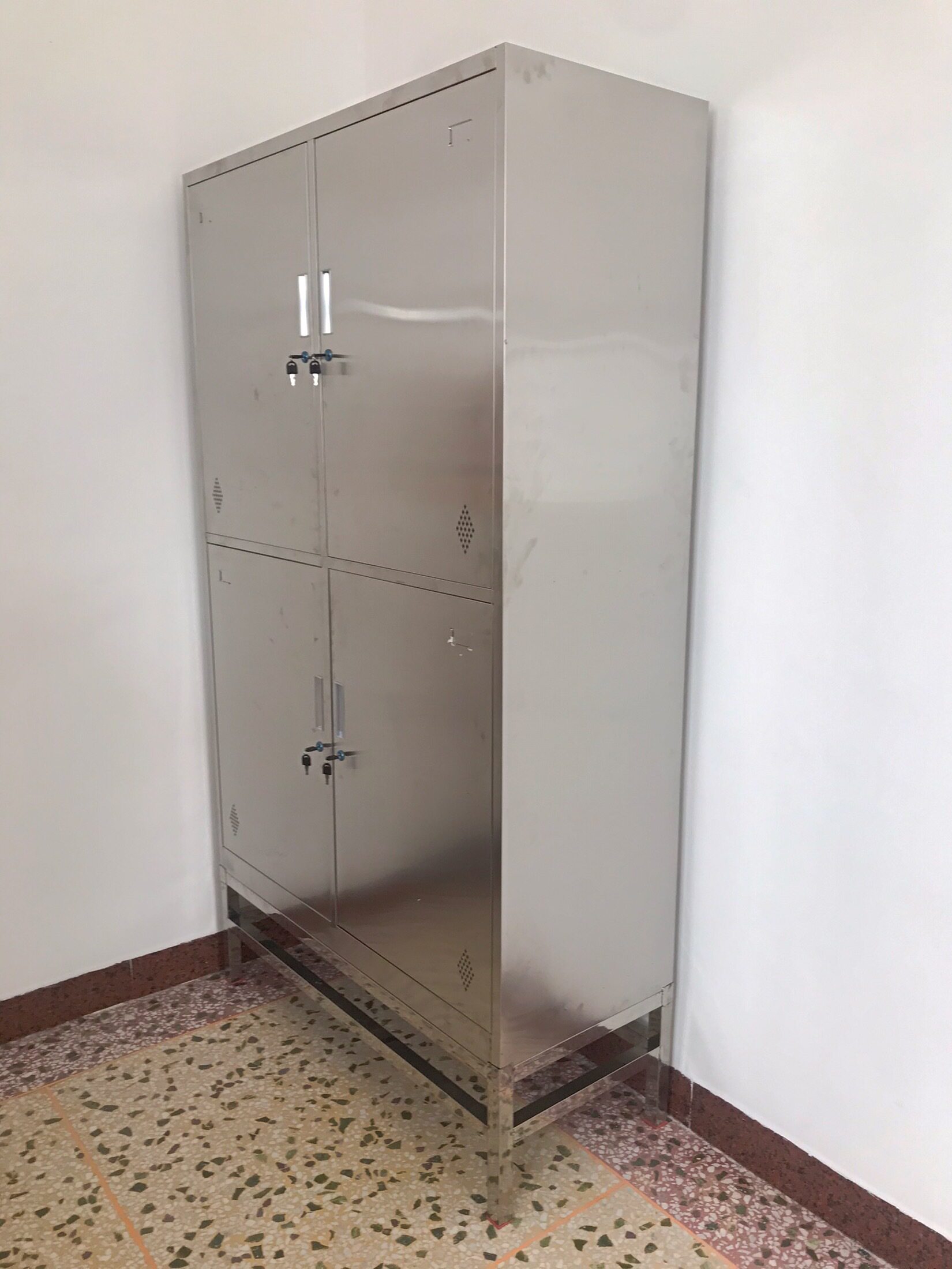 不锈钢四门餐具橱柜保洁柜家用厨房对开门收纳柜立柜储物柜定制