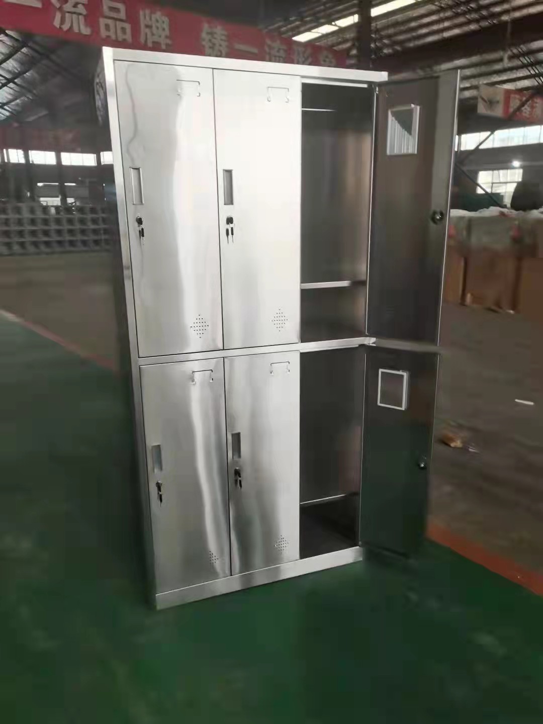 定制304不锈钢六门更衣柜员工宿舍带锁换衣柜鞋柜浴室多门储物柜