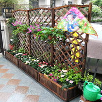  Anti-corrosion wood flower box fence flower pot grid Outdoor courtyard fence fence flower rack climbing pergola Solid wood partition flower trough