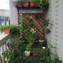  Balcony flower rack Floor-to-ceiling multi-layer stepped flower rack Indoor living room grid storage flower pot rack Anti-corrosion wood flower rack