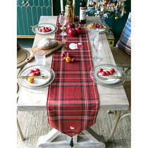 Christmas red plaid table flag American light luxury modern Nordic table cloth Long side cabinet TV cabinet cover cloth bed flag