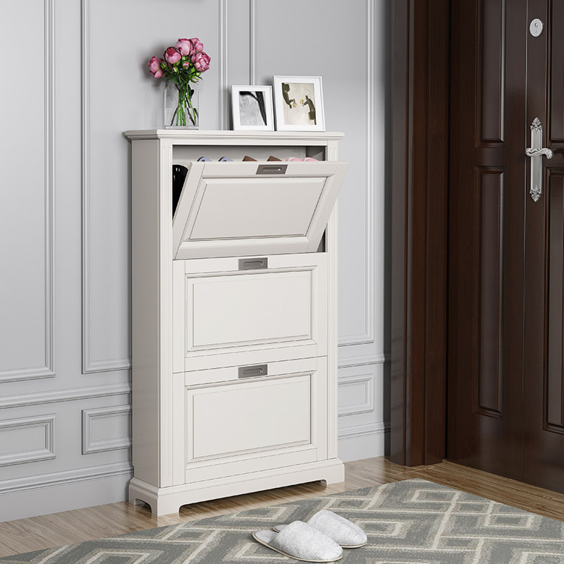 Modern minimalist solid wood large-capacity tipping bucket-type ultra-thin shoe cabinet home anti-dou door entrance door entrance entrance door entrance hall