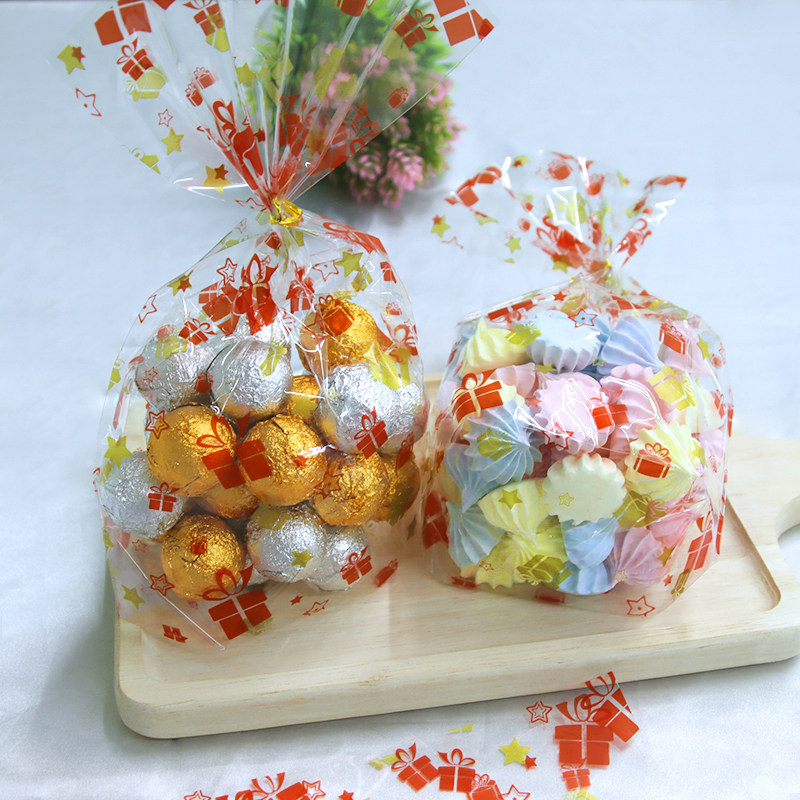 Christmas Party Festive Gift Bags Wedding Clear Flat Top Gift Bags Candy Cookies Baked Goods Bags