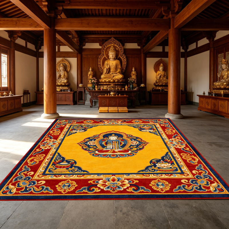 Tibetan Ethnic Style Buddhist Hall Carpet Living Room Coffee Table Sofa Floor Mat Non-Slip Imitation Cashmere Carpet Decorative Floor Mat Tibetan Ethnic Style Buddhist Hall Carpet Living Room Coffee Table Sofa Floor Mat Non-Slip Imitation Cashmere Carpet Decorative Floor Mat
