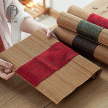 Tea mat bamboo mat linen cloth table flag Zen bamboo woven Chinese classical fabric dry foam mat tea ceremony zero with tea set tea mat