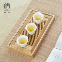 Bamboo tea tray household simple water storage type rectangular small bamboo tea table Japanese tea tray large square Tea Sea