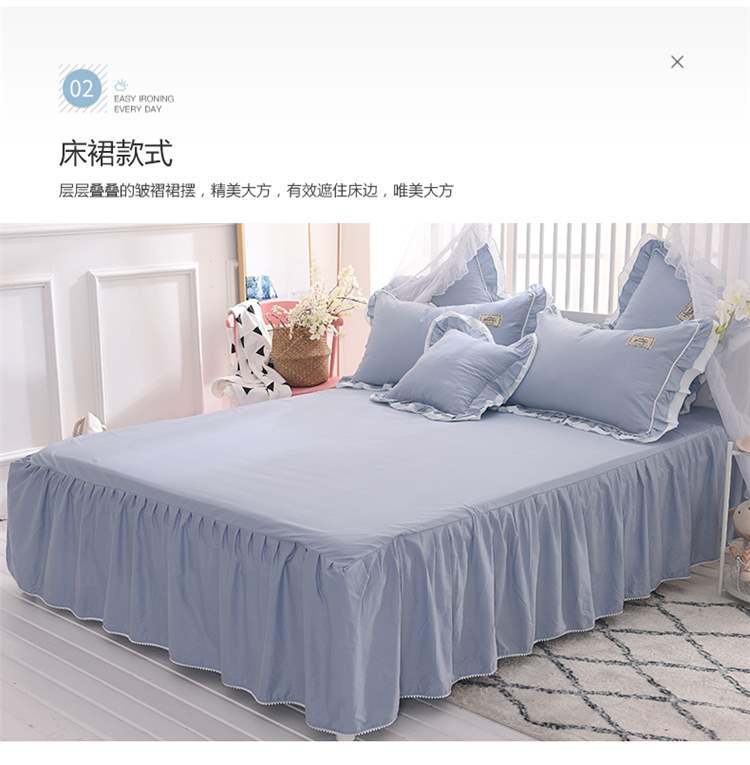 Giường cotton cotton châu Âu bốn bộ chăn ga gối đơn giản màu sắc đơn giản váy ngủ 1,8m giường công chúa gió giường - Váy Petti drap giường có viền