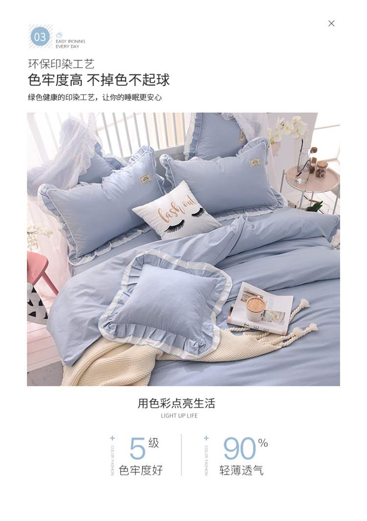 Giường cotton cotton châu Âu bốn bộ chăn ga gối đơn giản màu sắc đơn giản váy ngủ 1,8m giường công chúa gió giường - Váy Petti