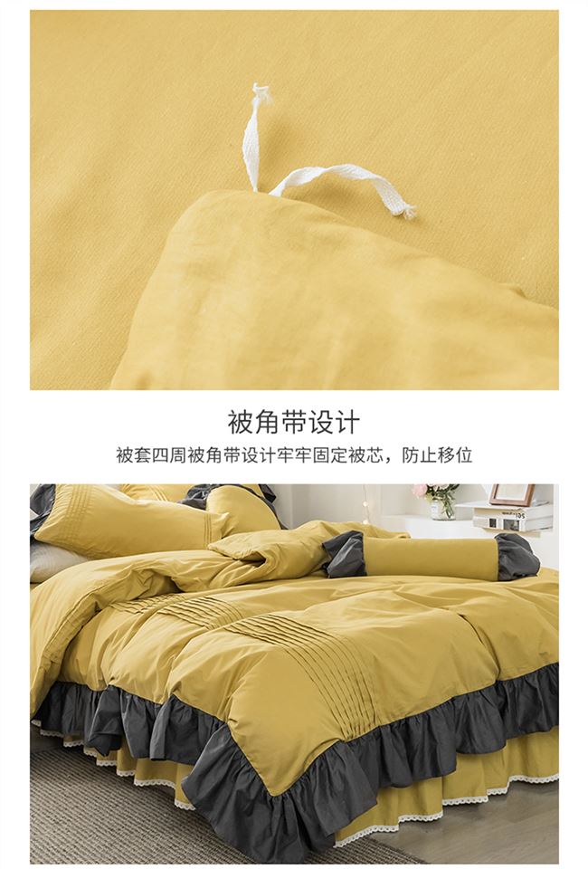 Váy ngủ tối giản châu Âu bốn mảnh váy 1,8m cotton nguyên chất cotton công chúa gió mùa hè chăn che lá sen ren - Váy Petti