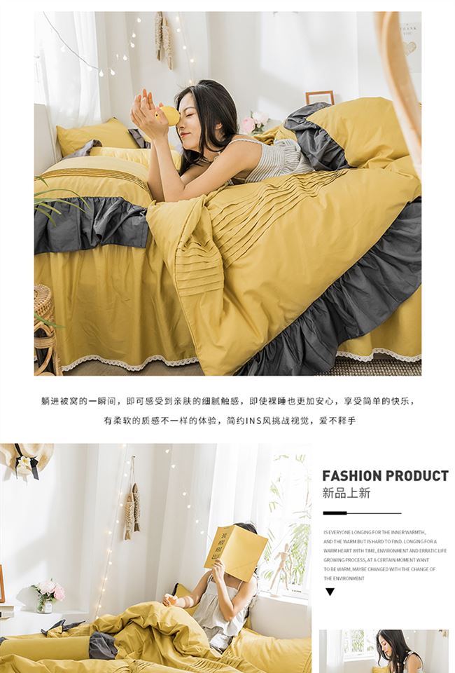 Váy ngủ tối giản châu Âu bốn mảnh váy 1,8m cotton nguyên chất cotton công chúa gió mùa hè chăn che lá sen ren - Váy Petti drap giường có viền