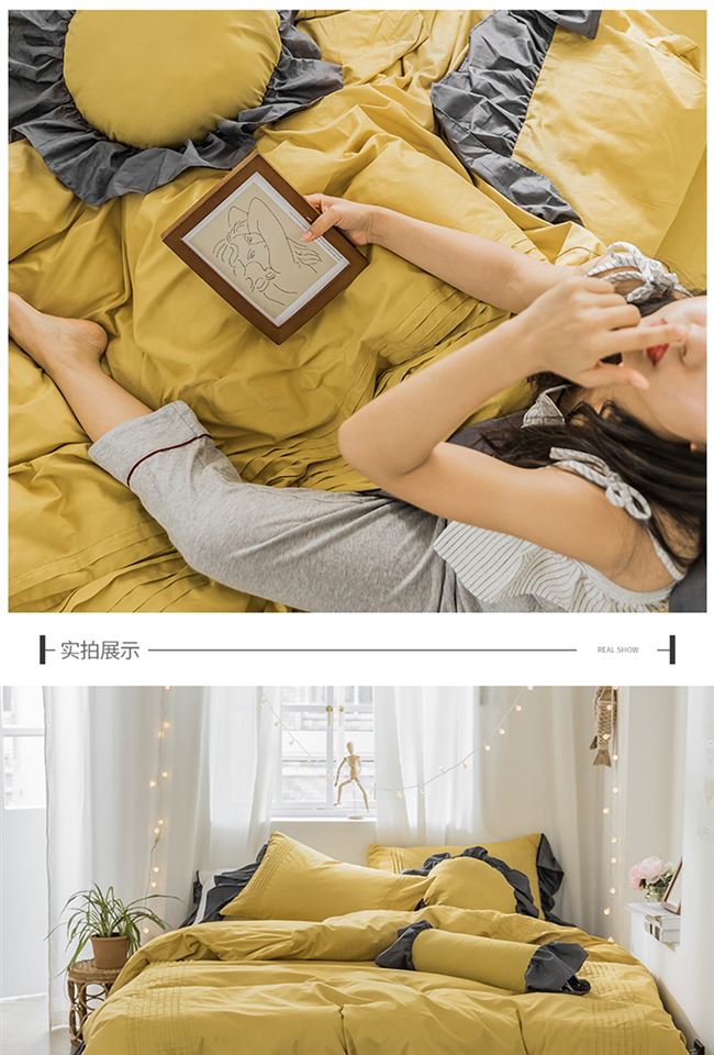 Váy ngủ tối giản châu Âu bốn mảnh váy 1,8m cotton nguyên chất cotton công chúa gió mùa hè chăn che lá sen ren - Váy Petti drap giường có viền
