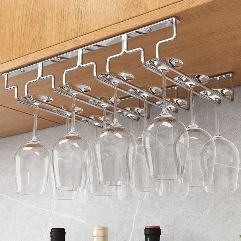 Silver SUS304 stainless steel wine glass holder household red wine glass holder upside down goblet holder hanging wine glass holder