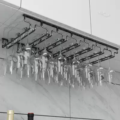 Titanium black SUS304 stainless steel red wine cup holder upside down household tall cup holder hanging wine cup holder hanging Cup shelf