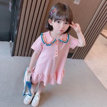Girl Dress Dress Dress 2022 Children Summer Dress Foreign Air Female Baby Princess Nepotism Polo Shirt Dress