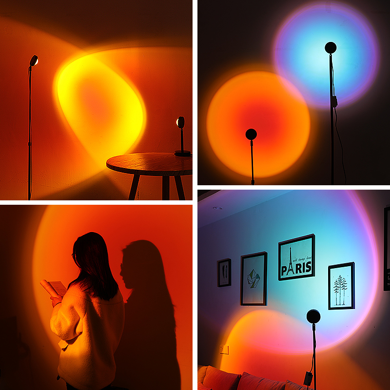 Sunset lamp net red sunset lamp floor lamp living room bedroom day never sets lamp room atmosphere photo projection sunset lamp