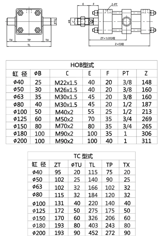 phục hồi xi lanh thủy lực Xi lanh thủy lực hạng nặng HOB40 Xi lanh thủy lực một chiều hai chiều nâng piston Xi lanh chống mài mòn và chống rò rỉ có thể được tùy chỉnh xi lanh thủy lực 20 tấn