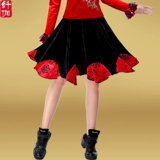 Демисезонная бархатная юбка, танцующая мини-юбка, для среднего возраста