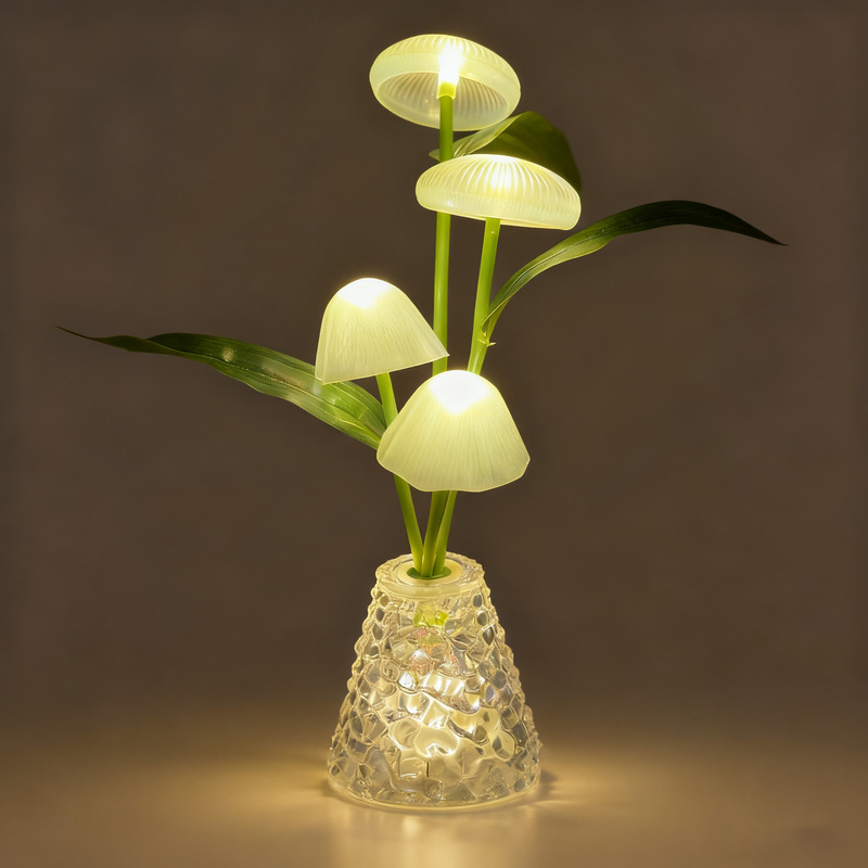 Creative Mushroom-Shaped Night Light Led Transparent Vase Night Light Home Decoration Atmosphere Light Bedside Desktop Ornament Creative Mushroom-Shaped Night Light Led Transparent Vase Night Light Home Decoration Atmosphere Light Bedside Desktop Ornament