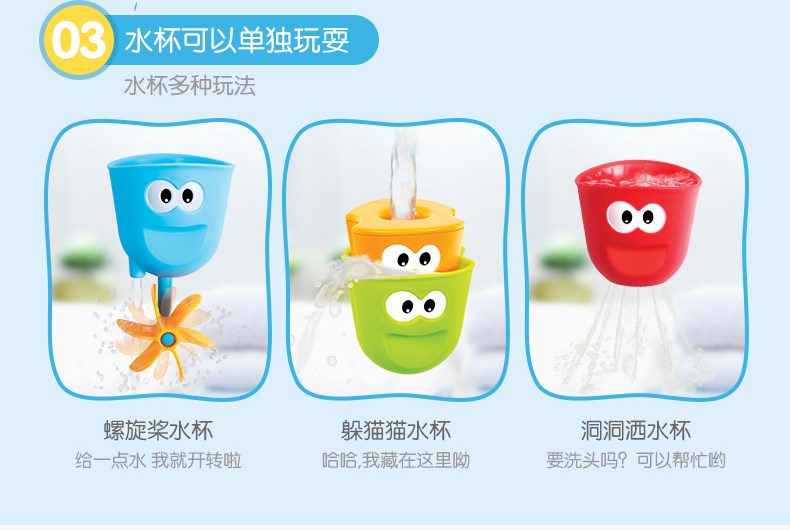 Игрушки для детского бассейна 幼奇多yookidoo宝宝洗澡玩具婴儿洗澡花洒浴室电动喷头戏水浴帽 Young Cheetos