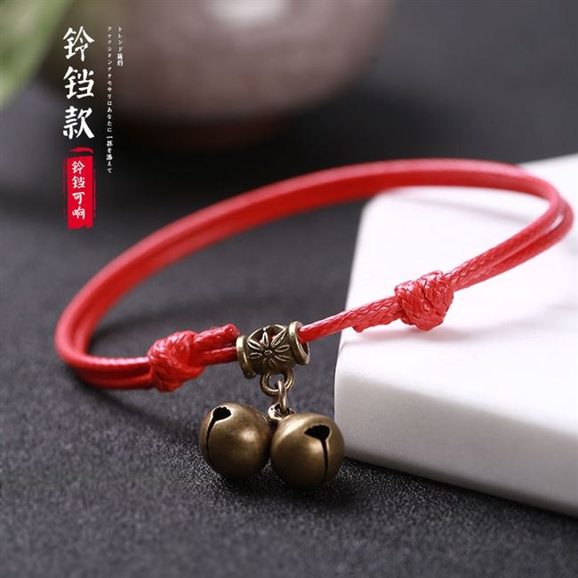 Đồ trang sức bạn gái làm bằng tay chuông vòng chân người đàn ông và phụ nữ retro năm sinh năm sinh dây thừng màu đỏ dệt cặp đôi chân chuỗi phụ nữ chân sinh viên - Vòng chân