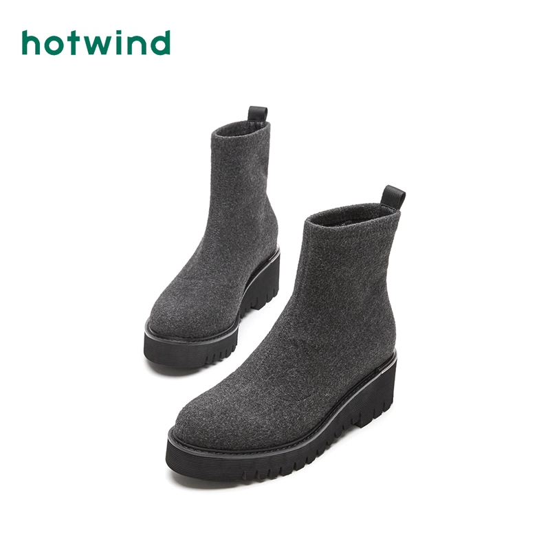 Hotwin / Hot Wind Tất đen giày boot nữ cao cổ giày cao cổ Phong cách Anh 2018 mới mùa đông sinh viên khởi động trẻ em - Giày ống