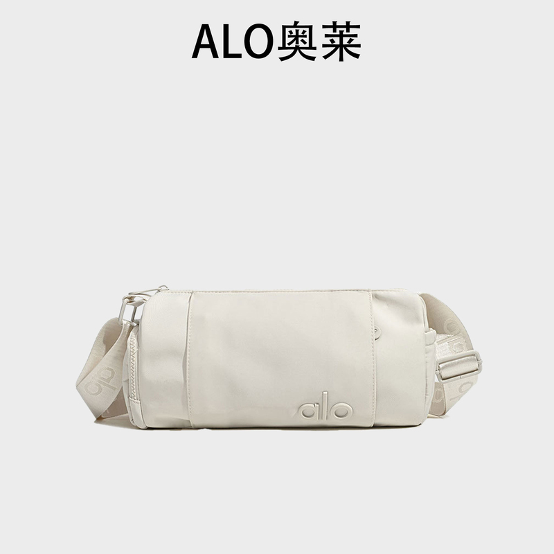 Alo Simple Sports and Fitness Nylon Bag 2026 Summer Travel Portable Cylindrical Chest Bag Lightweight Waist Bag