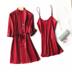 Mặc quần áo phụ nữ áo choàng mùa xuân lụa băng và đám cưới mùa thu áo choàng tắm màu đỏ mỏng sáng robe nhà quần áo mùa hè ngủ đầm hai mảnh bộ của phụ nữ. 