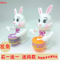 Clockwork drumming rabbit drumming toy winding winding winding childrens cute rabbit drumming cartoon animal toy