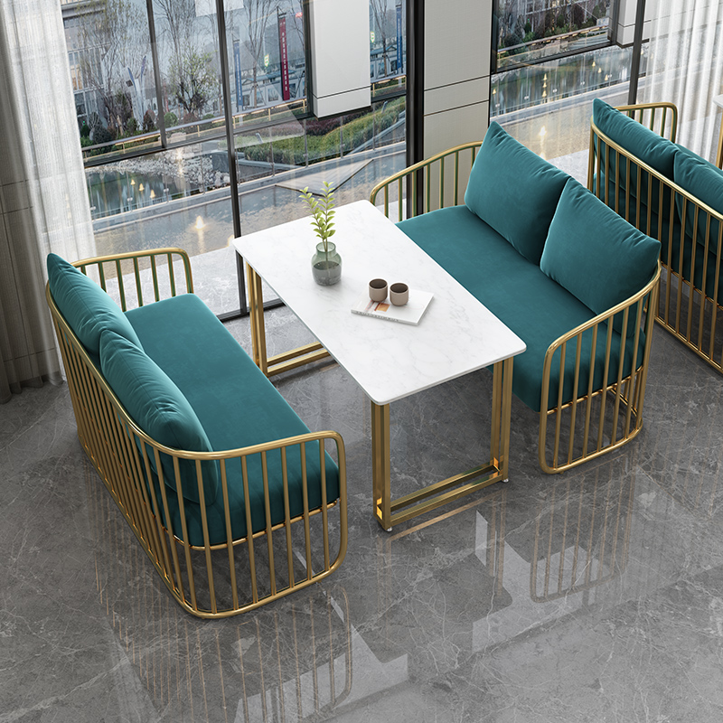 Café SEAT SOFA DOUBLE SOFA WATER BAR NET RED PHOTO GALLERY CASUAL BAR SWEETS MILK TEA SHOP TABLE AND CHAIRS COMBINATION